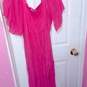 Pink long spring dress